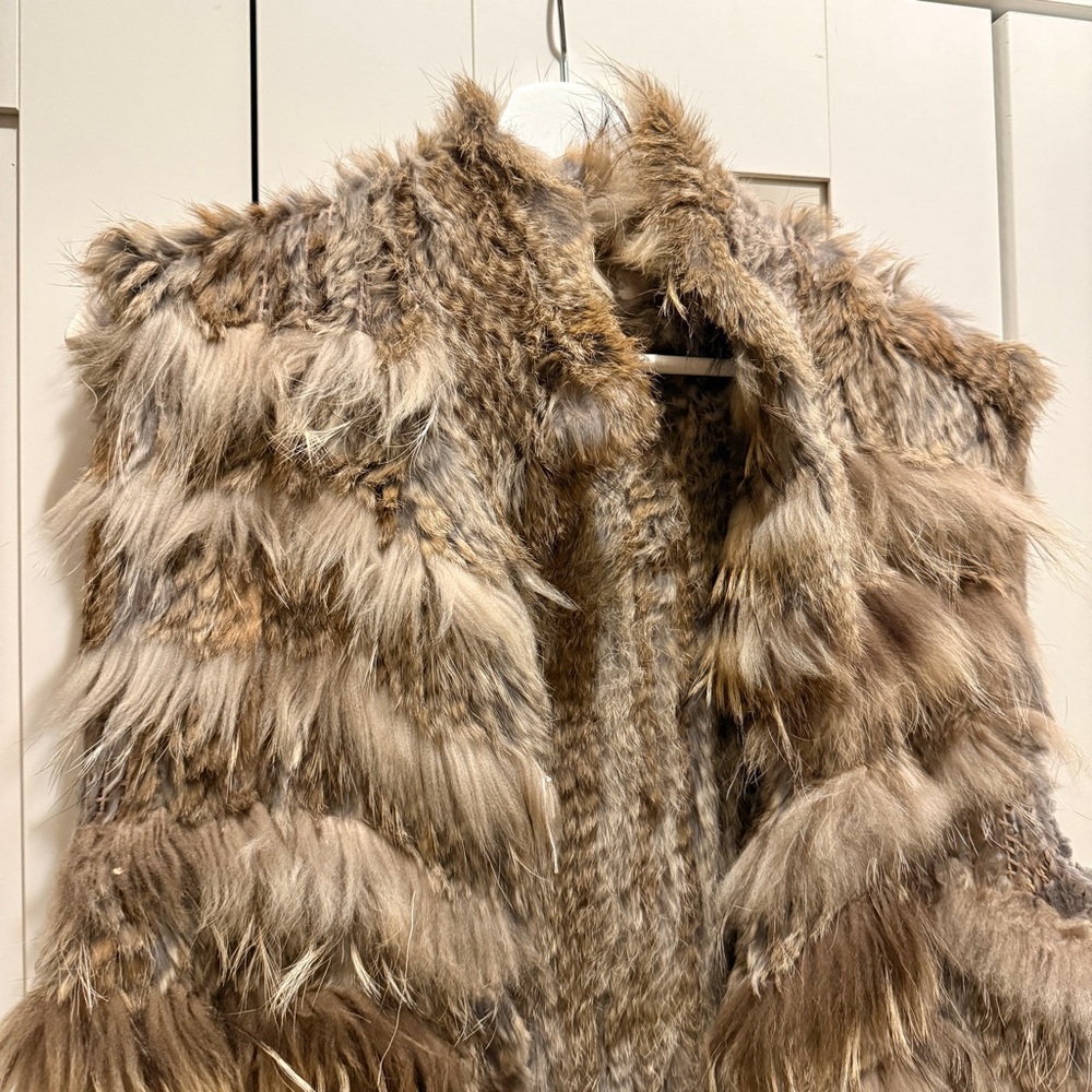 Women's Rabbit and Racoon Fur Vest - Picture 2 of 9